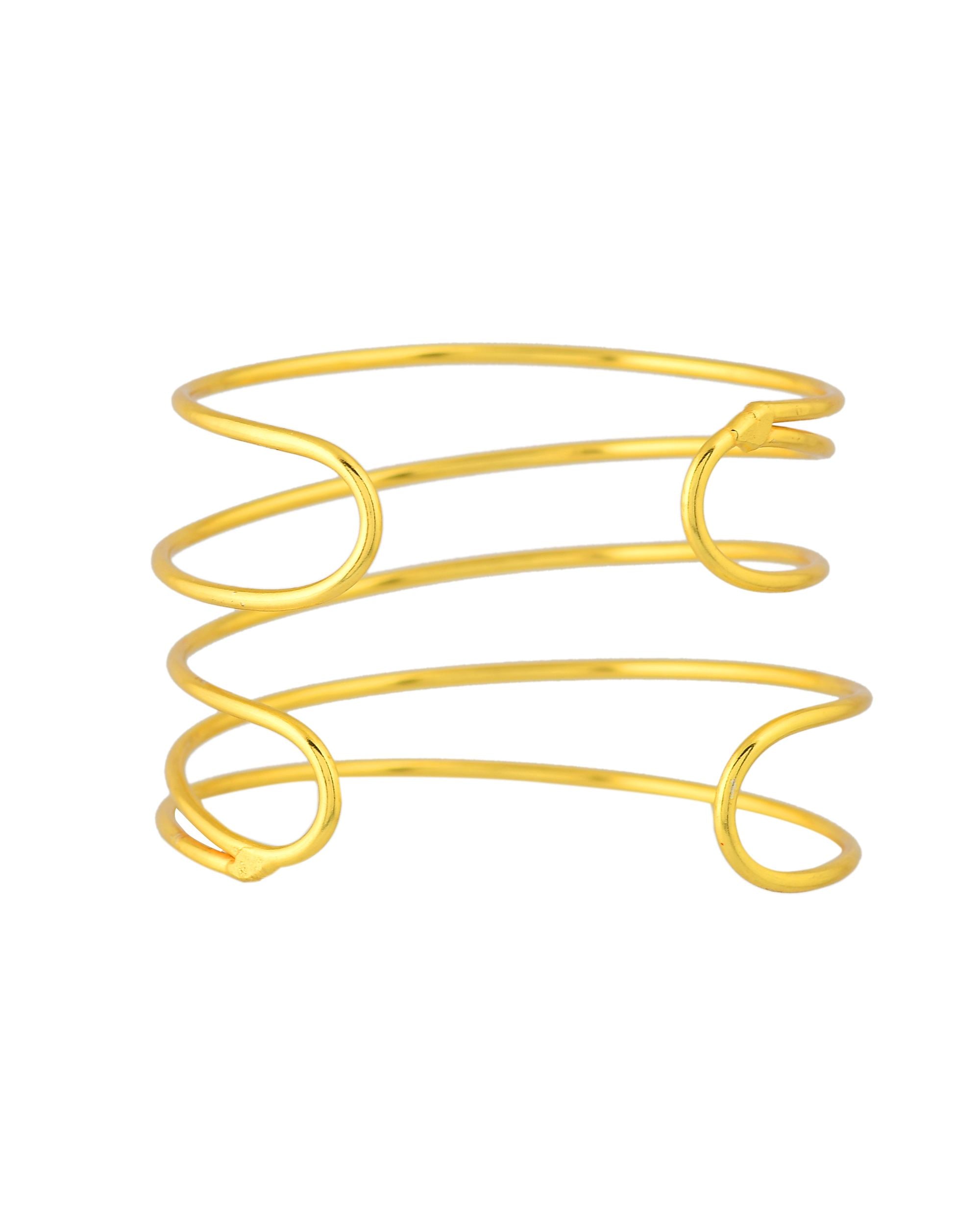 VOJ Gold Polished Elegant Anti Tarnish Multi Layer Bracelet
