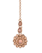 VOJ Copper Plated Stone Studded Circular Shaped Jewellery Set With Maang Tikka | Grocsy