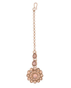 VOJ Copper Plated Stone Studded Circular Shaped Jewellery Set With Maang Tikka | Grocsy