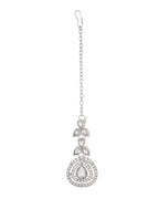 VOJ Silver-Plated CZ Studded Jewellery Set With Maang Tikka | Grocsy