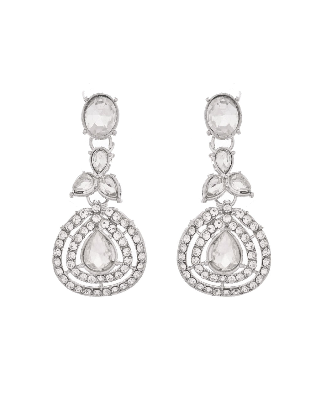 VOJ Silver-Plated CZ Studded Jewellery Set With Maang Tikka | Grocsy
