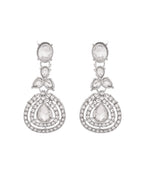 VOJ Silver-Plated CZ Studded Jewellery Set With Maang Tikka | Grocsy
