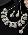 VOJ Silver-Plated CZ Studded Jewellery Set With Maang Tikka | Grocsy