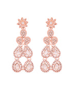 VOJ Rose Gold-Polished CZ Studded Jewellery Set With Maang Tikka | Grocsy