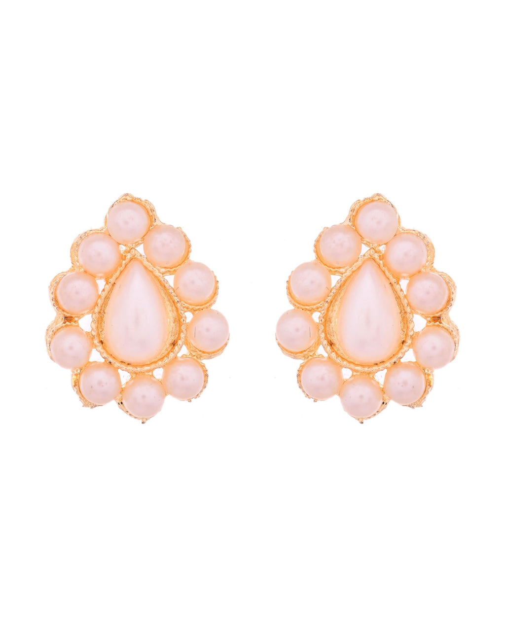 VOJ Gold Polished Artifical Pearl Mutli Layer Necklace And Earrings Set | Grocsy