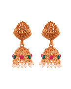 VOJ Gold Polished Beaded Temple Jewellery Set | Grocsy