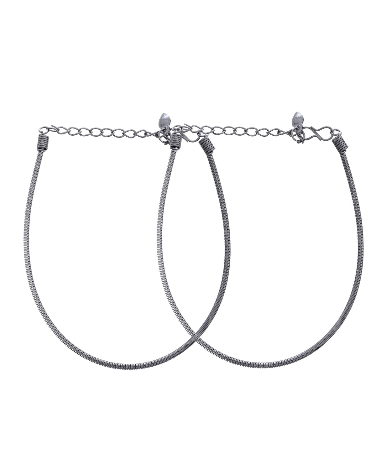 VOJ Set of 2 Rhodium Plated Snake Chain Anklet | Grocsy