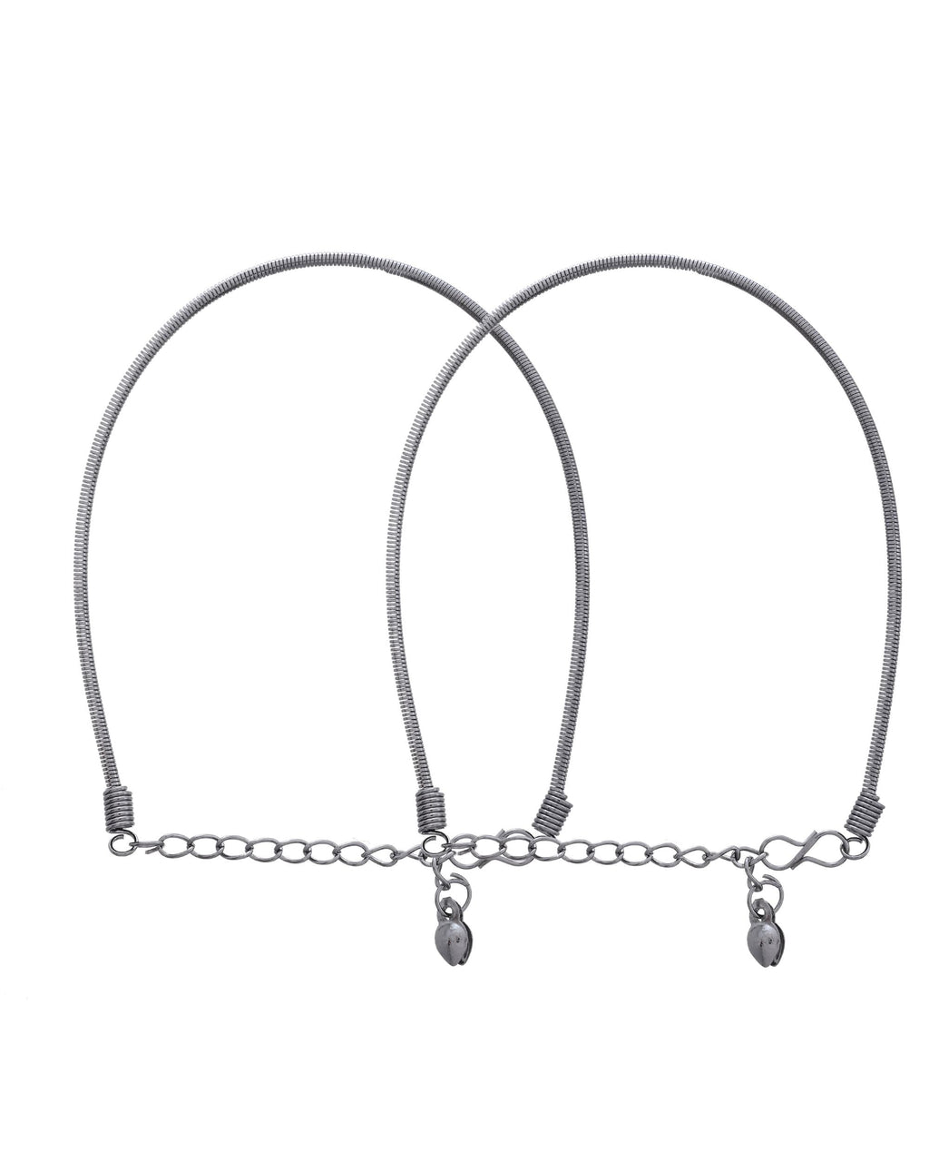VOJ Set of 2 Rhodium Plated Snake Chain Anklet | Grocsy
