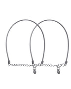 VOJ Set of 2 Rhodium Plated Snake Chain Anklet | Grocsy