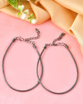 VOJ Set of 2 Rhodium Plated Snake Chain Anklet | Grocsy