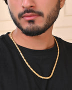 VOJ Men Gold Polished Textured Link Chain | Grocsy
