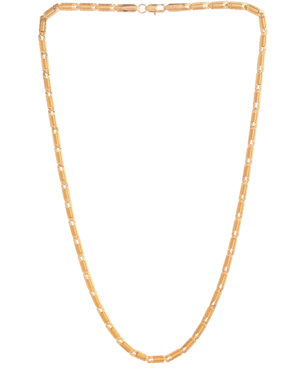 VOJ Men Gold Polished Textured Link Chain | Grocsy
