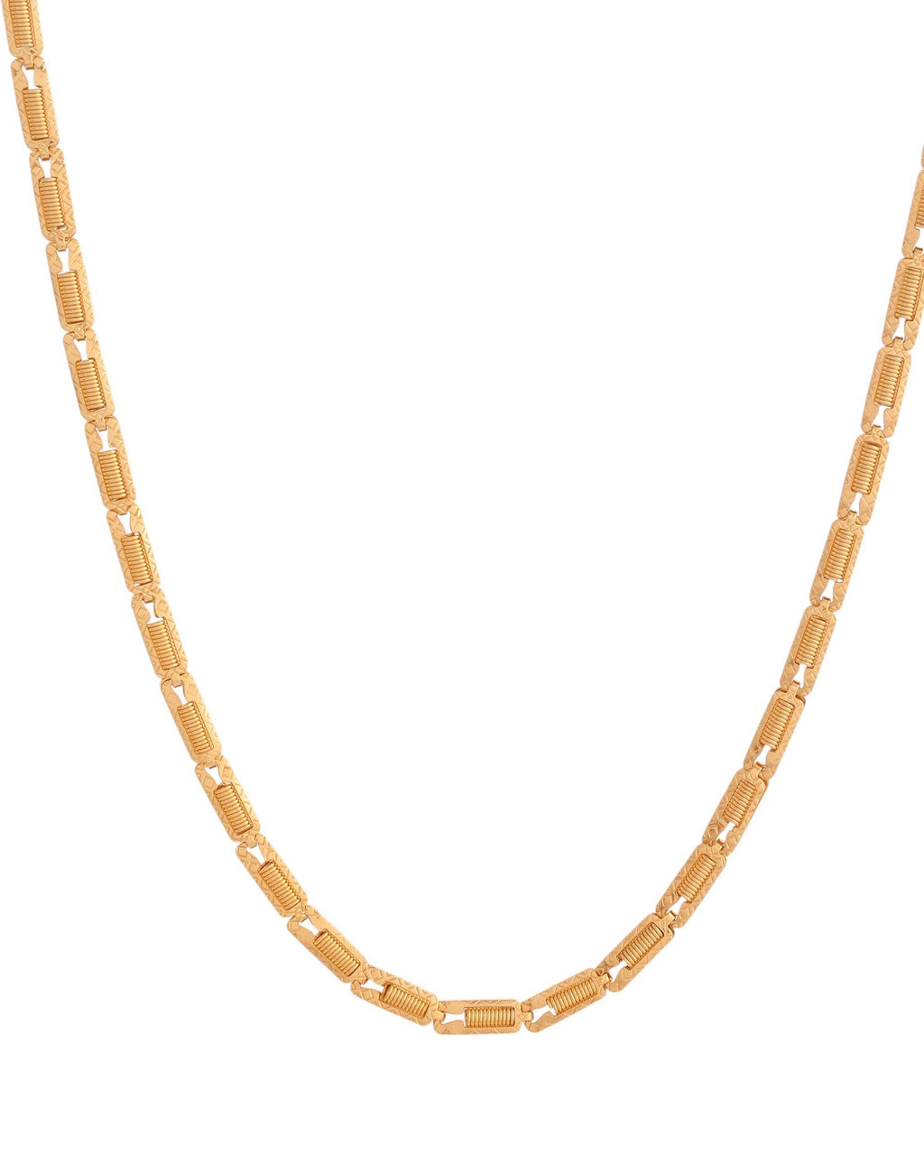 VOJ Men Gold Polished Textured Link Chain | Grocsy