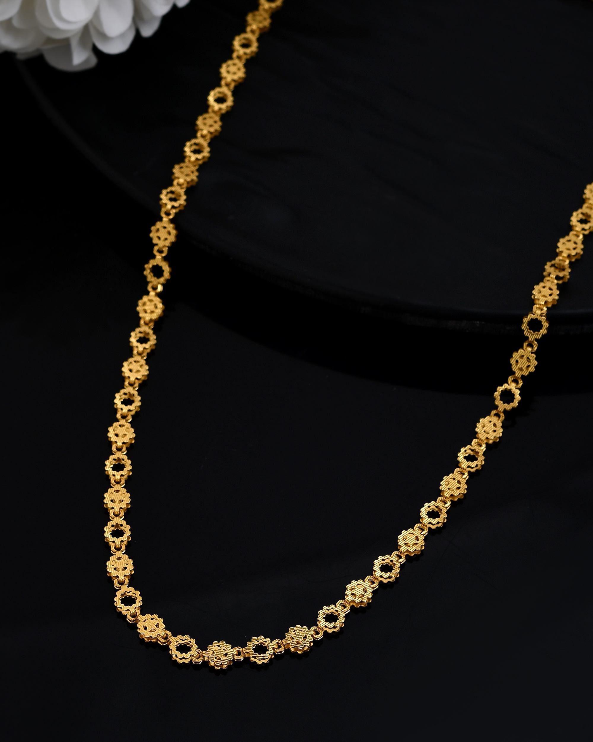 VOJ Gold Polished Geometric Shaped Stainless Steel Chain For Women | Grocsy