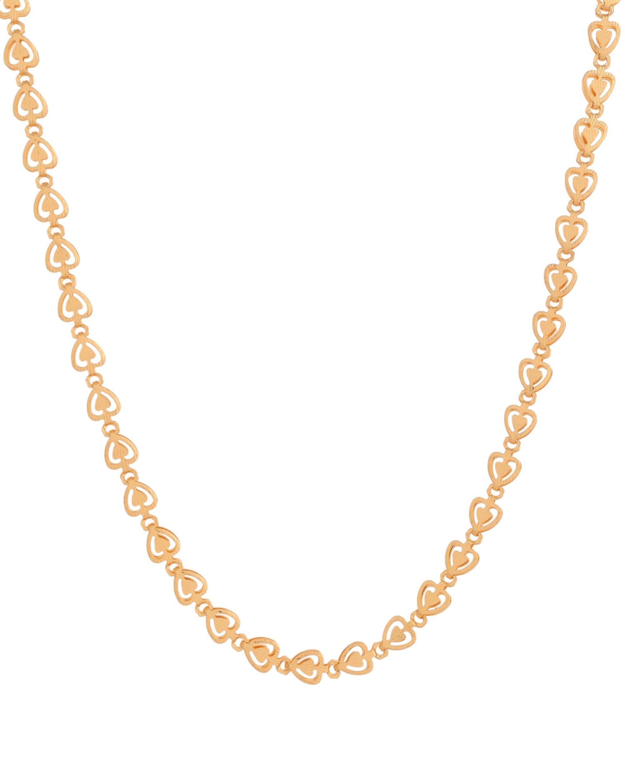 VOJ Gold Polished Heart Shaped Stainless Steel Chain For Women | Grocsy