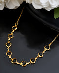 VOJ Gold Polished Stainless Steel Black Hear Shaped Stone Chain | Grocsy