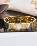 VOJ Men Silver & Gold-Toned Link Bio Energy Bracelet