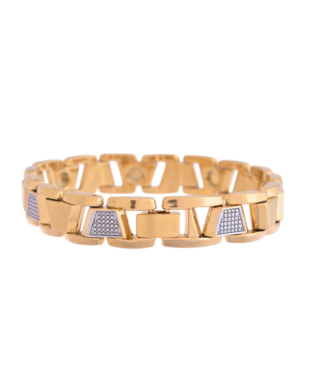 VOJ Stainless Steel Men's Gold Polished Link Bracelet