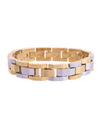 VOJ Magnetic Gold Stainless Steel Dual Color Bracelet For Men | Grocsy