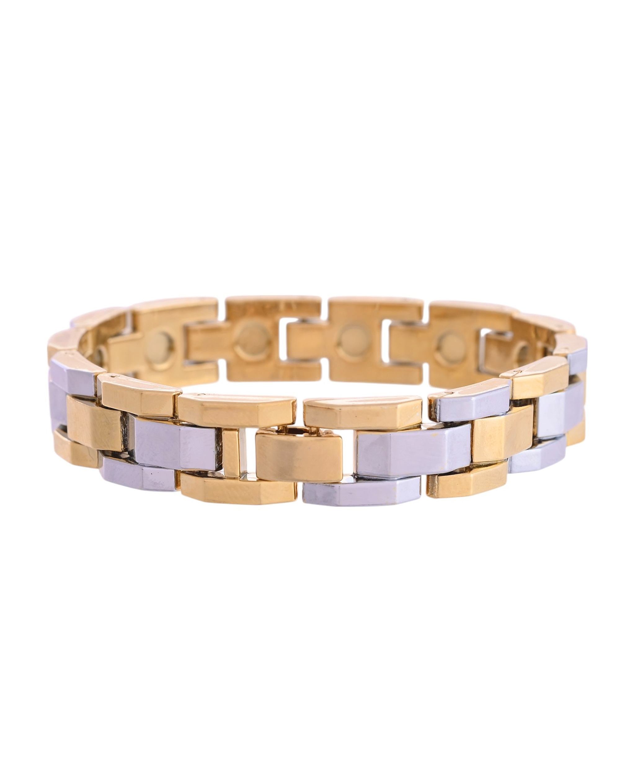 VOJ Magnetic Gold Stainless Steel Dual Color Bracelet For Men | Grocsy