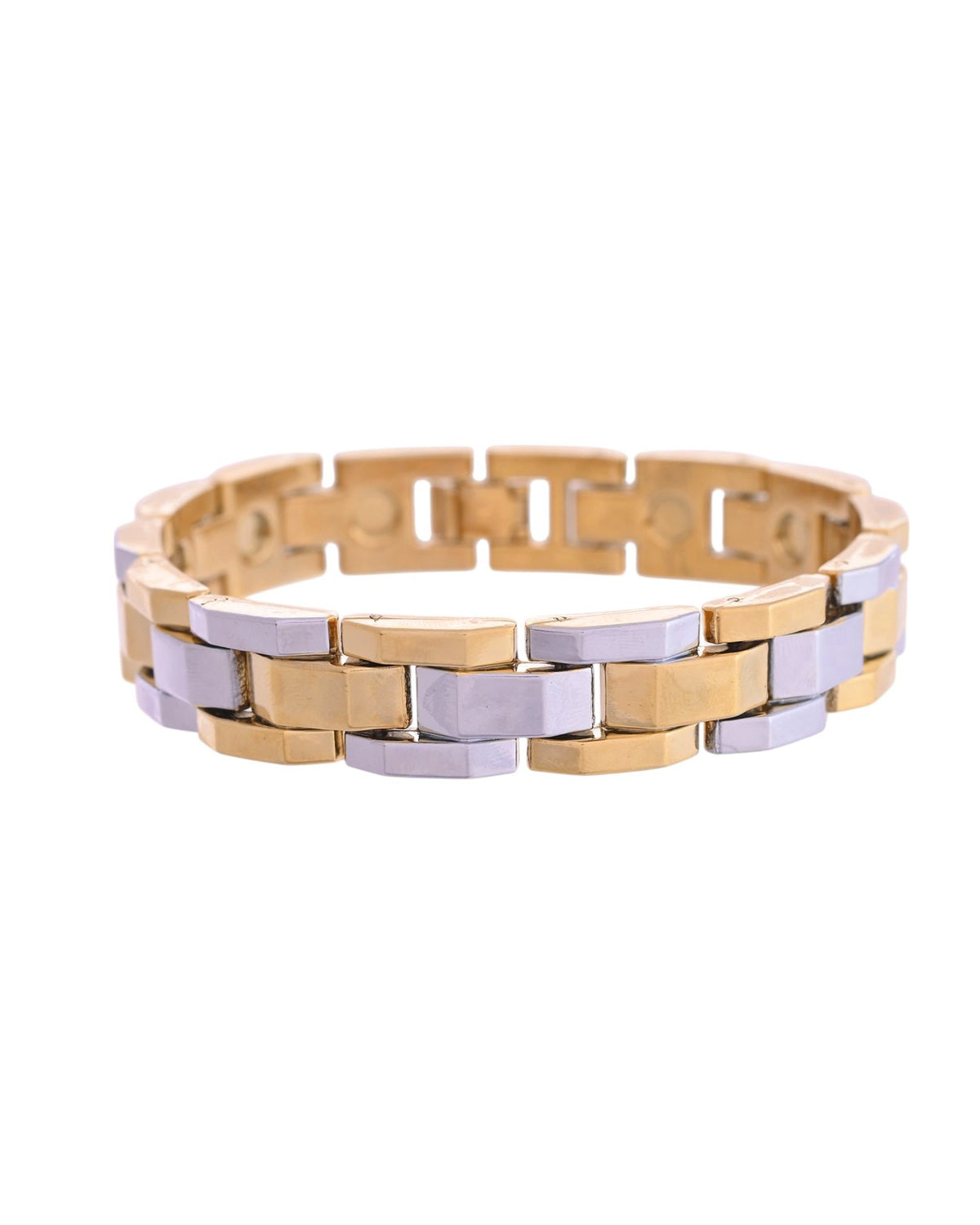 VOJ Magnetic Gold Stainless Steel Dual Color Bracelet For Men | Grocsy