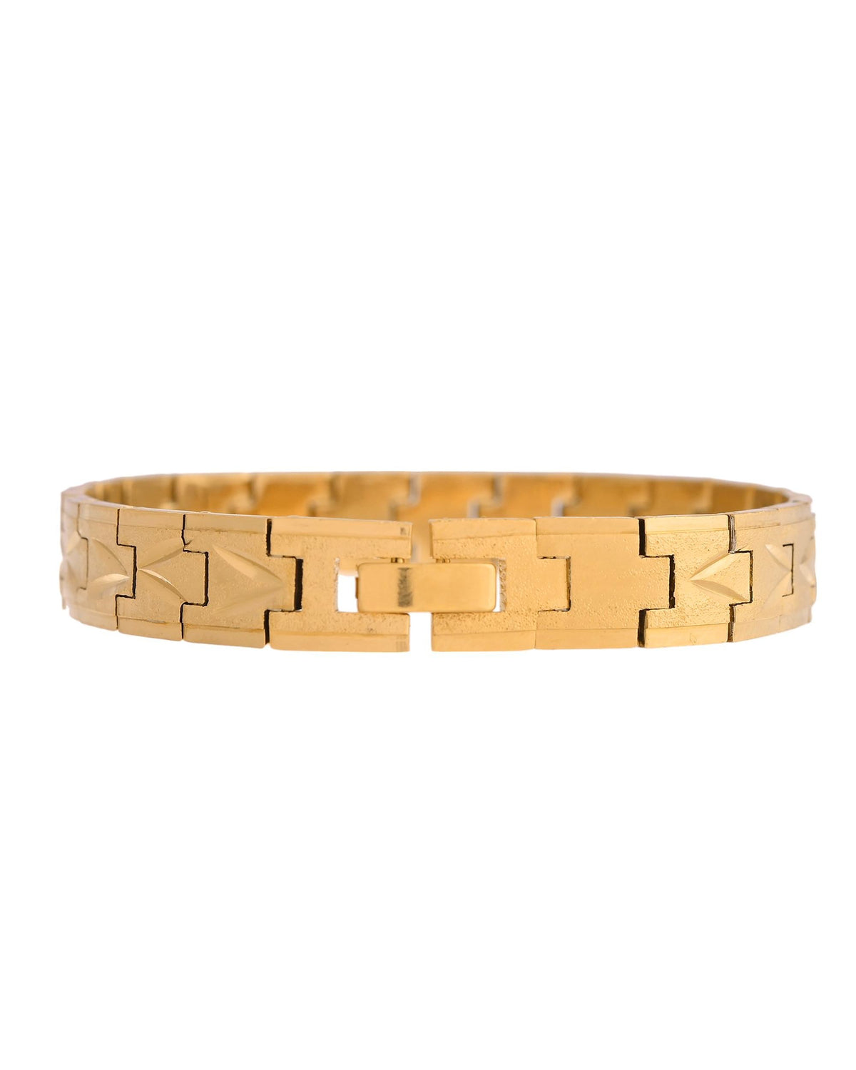 VOJ Gold Polished Textured Men's Bracelet