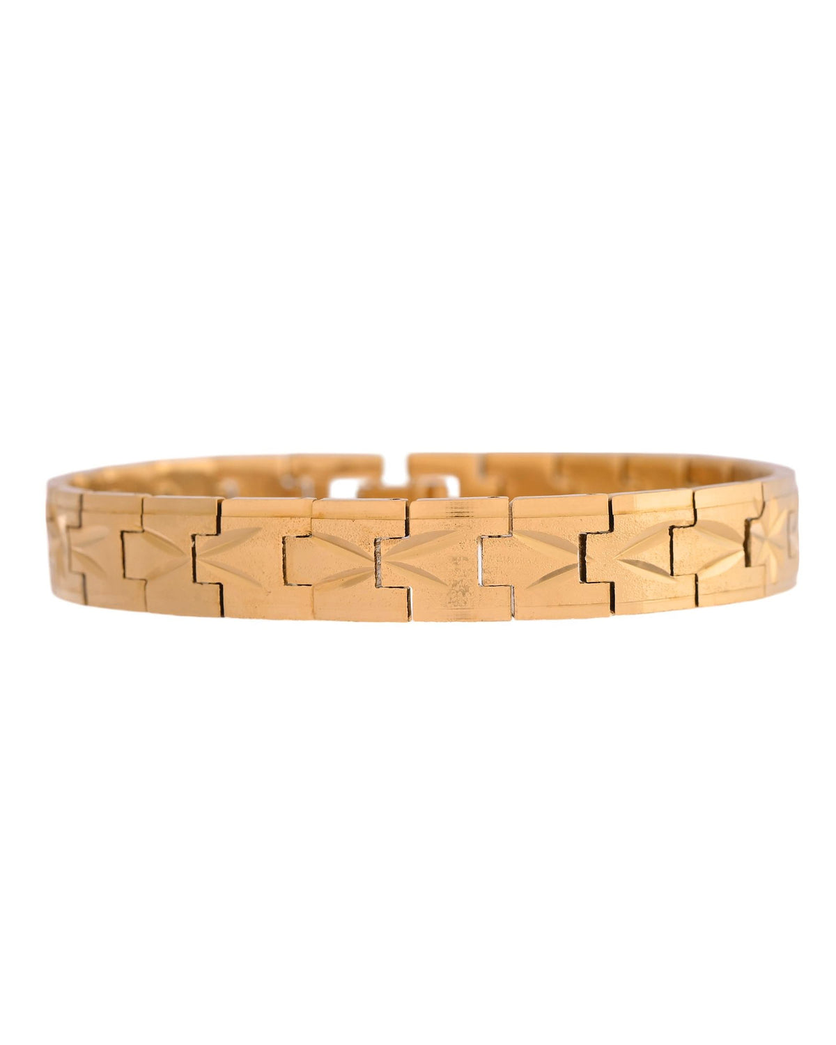 VOJ Gold Polished Textured Men's Bracelet