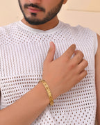 VOJ Textured Gold Polished Men's Bracelet
