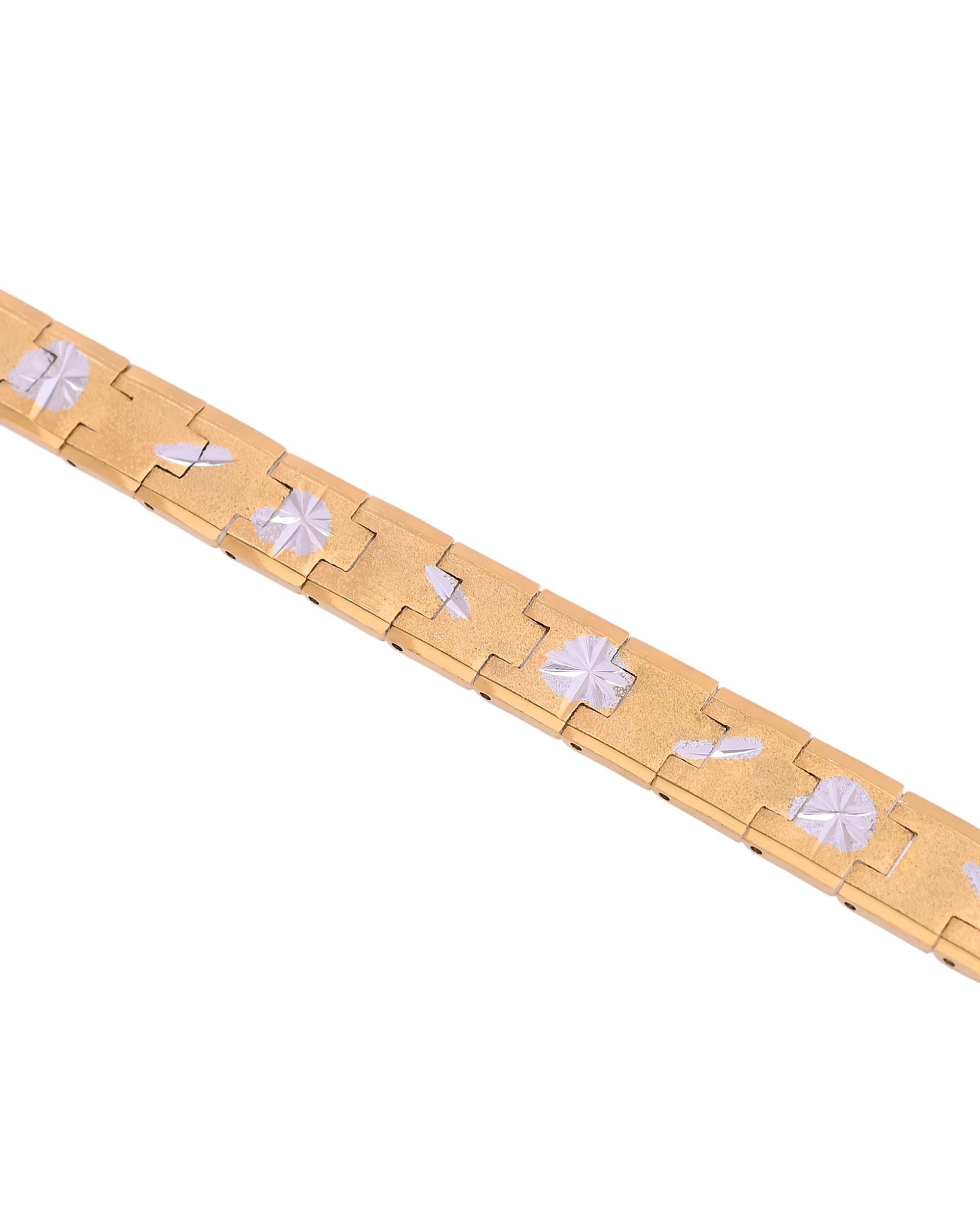 VOJ Gold And Silver Polished Textured Bracelet For Men