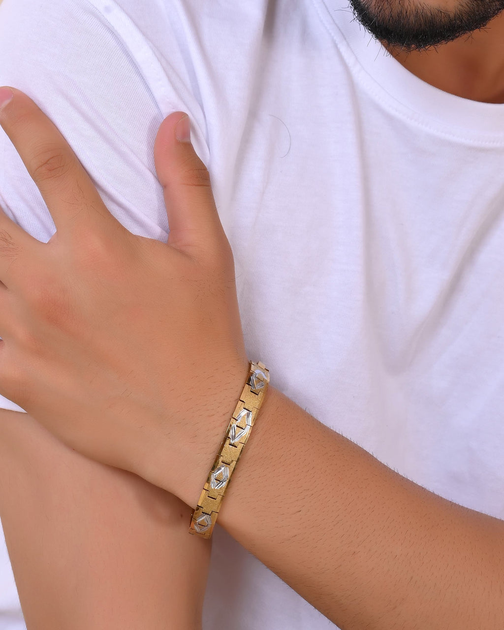 VOJ Dual Plated Textured Men’s Bracelet | Grocsy