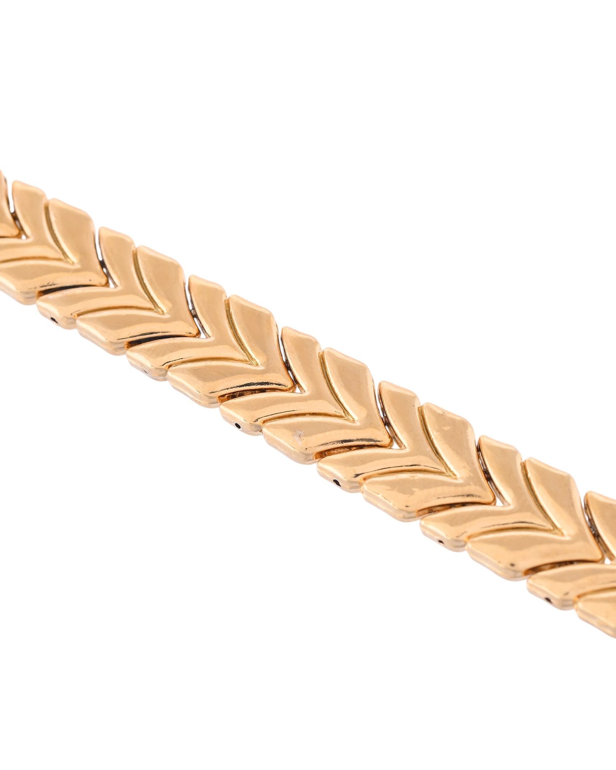 VOJ Gold Toned Magnetic Therapy Bracelet for Men