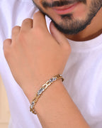 VOJ Men Gold Polished & Silver-Toned Exquisite Alloy Link Bracelet