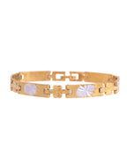 VOJ Men's Double Toned Stainless Steel Textural Linked Bracelet