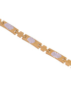 VOJ Men's Double Toned Stainless Steel Textural Linked Bracelet
