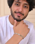 VOJ Men's Double Toned Textural Linked Bracelet
