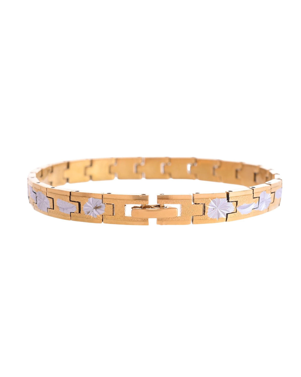 VOJ Men's Double Toned Textural Stainless Steel Bracelet