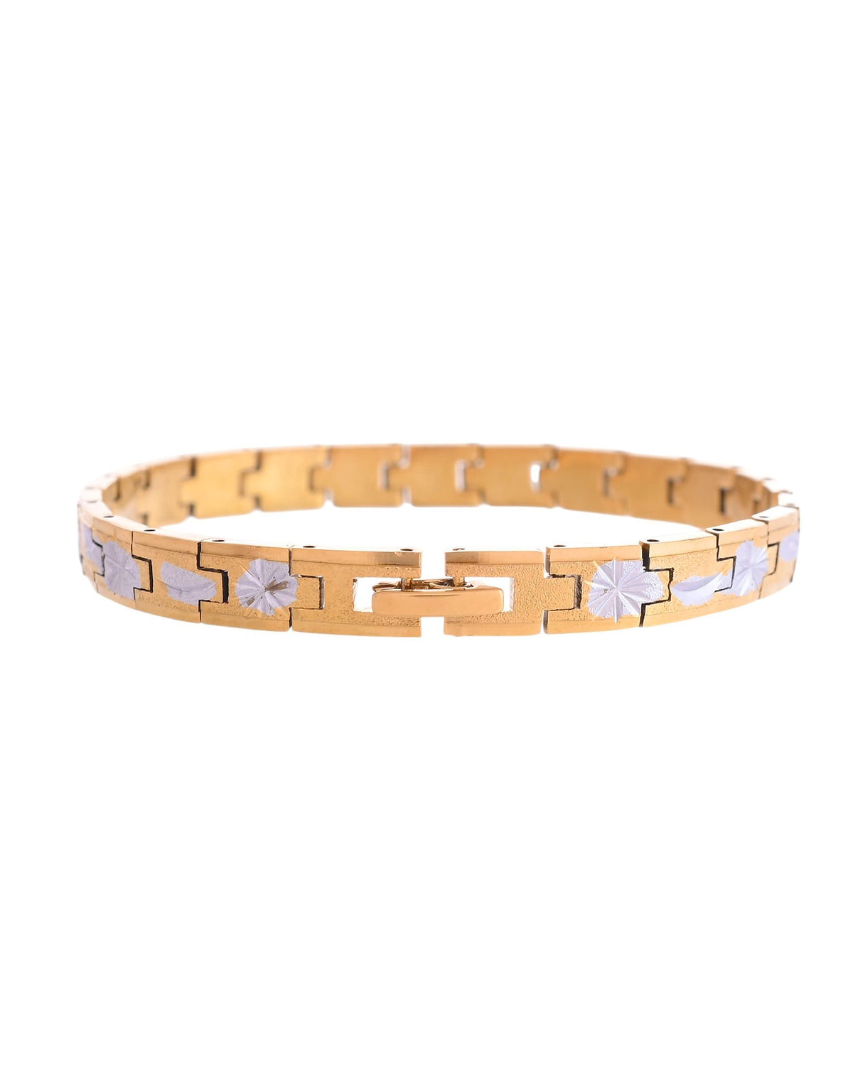 VOJ Men's Double Toned Textural Stainless Steel Bracelet