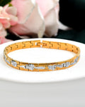 VOJ Men's Double Toned Textural Stainless Steel Bracelet