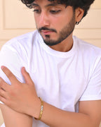 VOJ Gold And Silver Toned Stainless Steel Textural Bracelet For Men