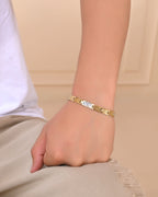 VOJ Gold And Silver Toned Stainless Steel Textural Bracelet For Men