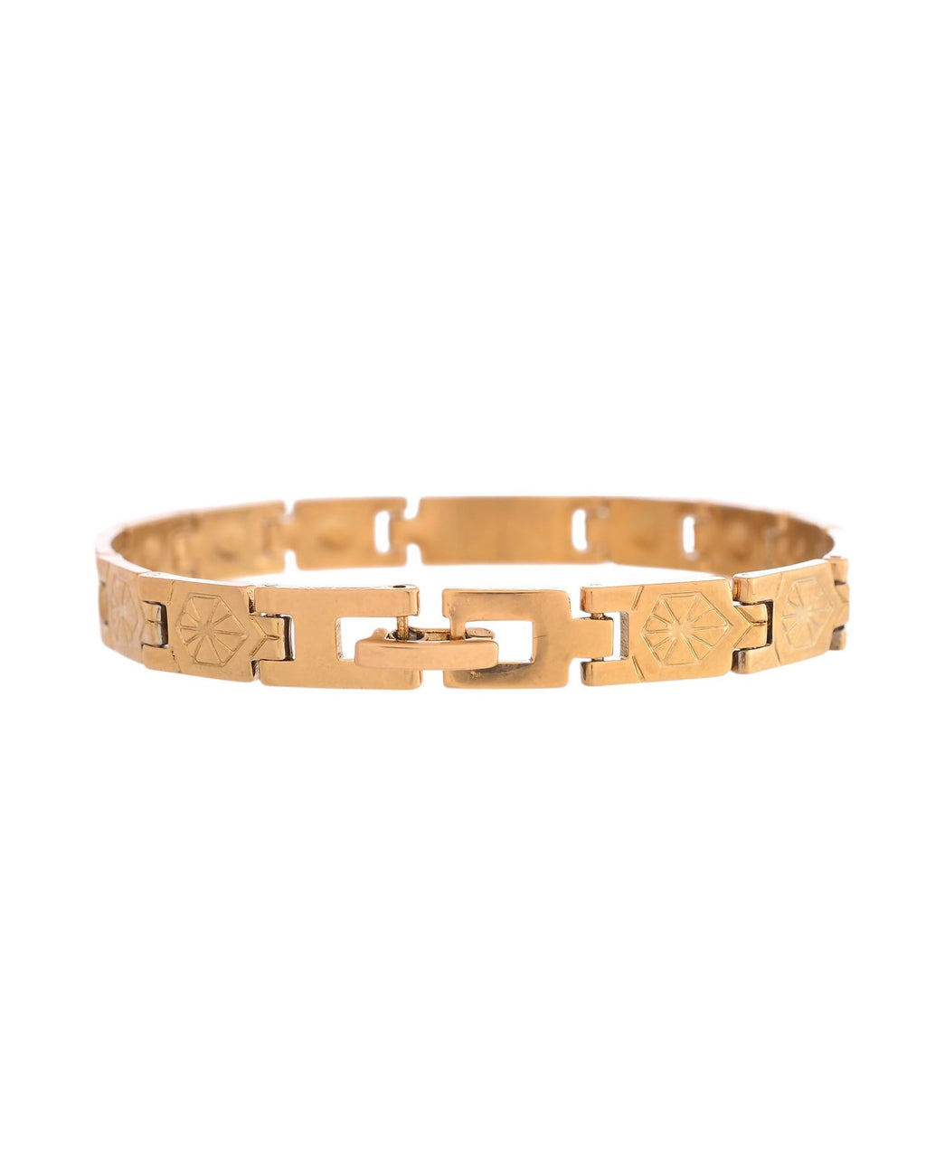 VOJ Gold And Silver Toned Stainless Steel Textural Bracelet For Men