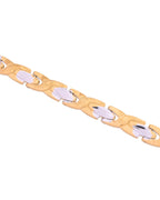 VOJ Gold And Silver Toned Stainless Steel Textural Linked Bracelet For Men