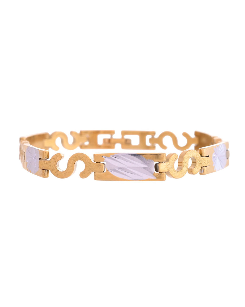 VOJ Gold And Silver Toned Stainless Steel Dolor Sign Bracelet For Men
