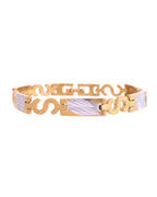 VOJ Gold And Silver Toned Stainless Steel Dolor Sign Bracelet For Men
