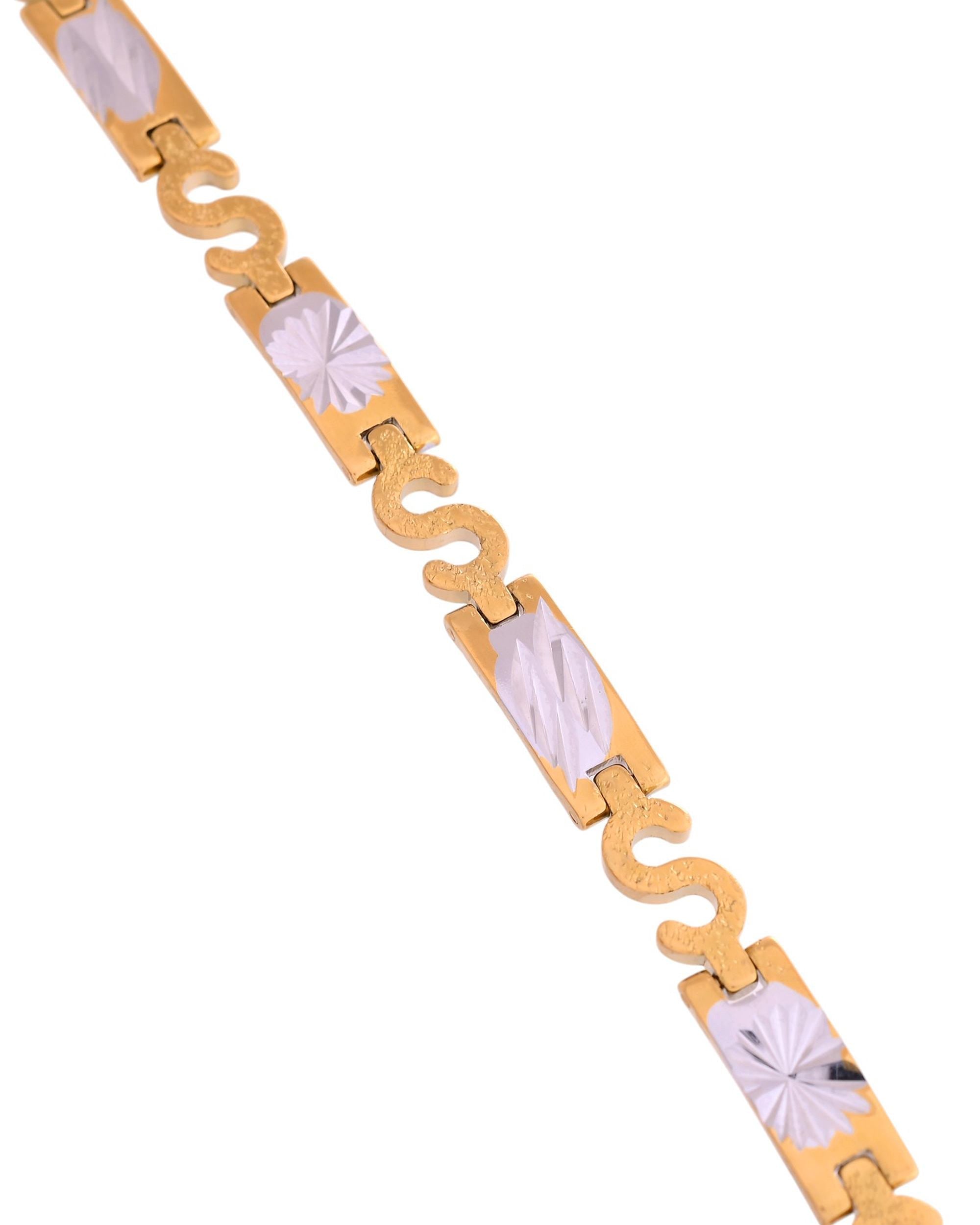 VOJ Gold And Silver Toned Stainless Steel Dolor Sign Bracelet For Men