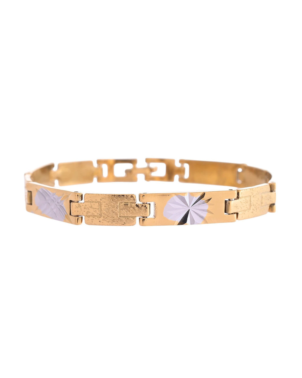 VOJ Gold And Silver Toned Stainless Steel Textural Designer Bracelet For Men | Grocsy