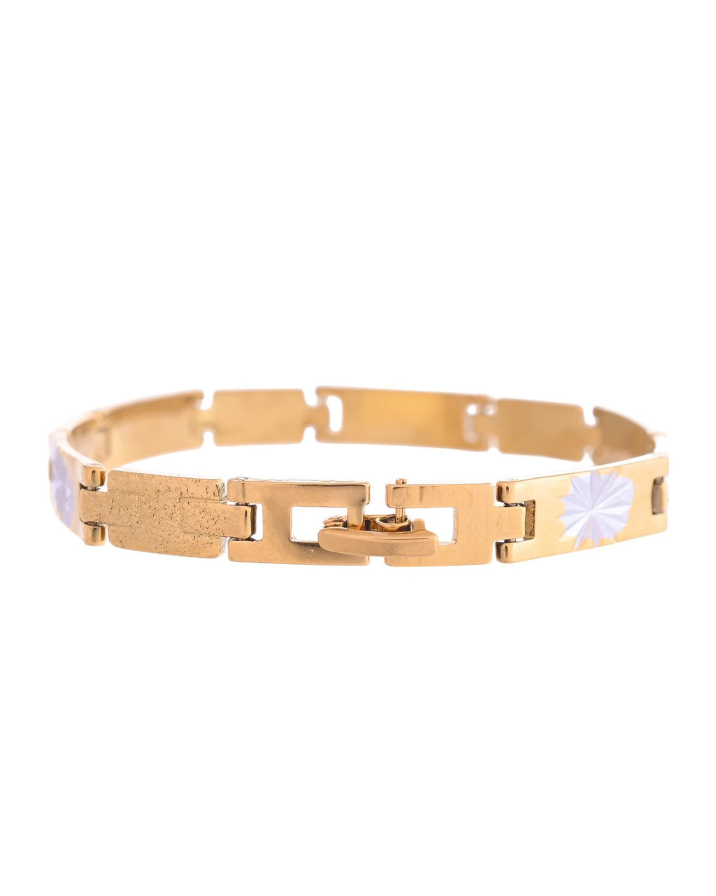 VOJ Gold And Silver Toned Stainless Steel Textural Designer Bracelet For Men | Grocsy