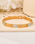 VOJ Gold And Silver Toned Stainless Steel Textural Designer Bracelet For Men | Grocsy