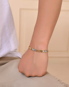 VOJ Double Toned Textural Designer Linked Bracelet For Men