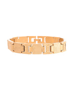 VOJ Men Gold-Toned Stainless Steel Textured Chain Bracelet